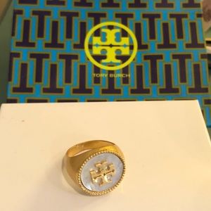 Tory Burch semiprecious mother of pearl ring